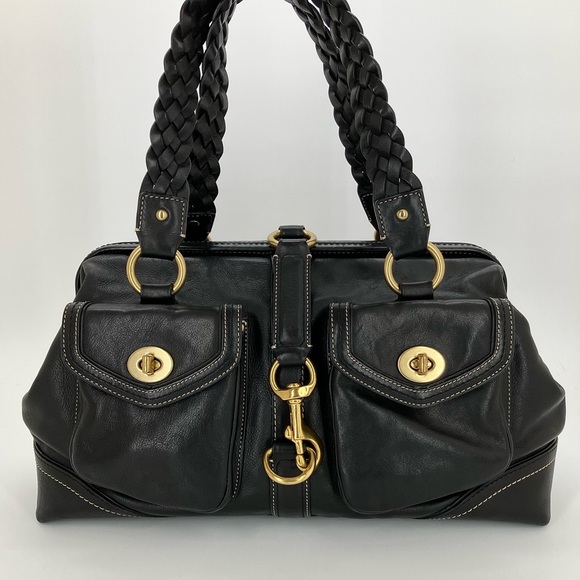 COACH Black #3569 Braided Leather Satchel Bag - Picture 16 of 16